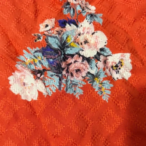 Maeve by Anthropologie Orange Floral Blouse Size 6 - Picture 6 of 9